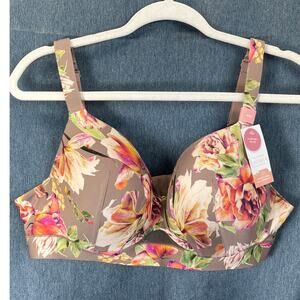 Cacique Womens 40B Flor Print Comfort Bliss Light Lined Full Coverage NEW